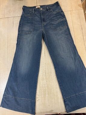 Pilcro Wide-Leg Denim Jeans in Medium Blue